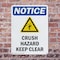 Signmission Crush Hazard Keep Clear OSHA Notice Sign, Plastic, 10in W x 14in L, 2PK OS-2PACK-NS-P-1014-V-10848 - alternate 5